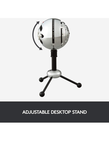 Micrófono USB Logitech Blue Snowball - Aluminio Cepillado, Cardioide y Omnidireccional