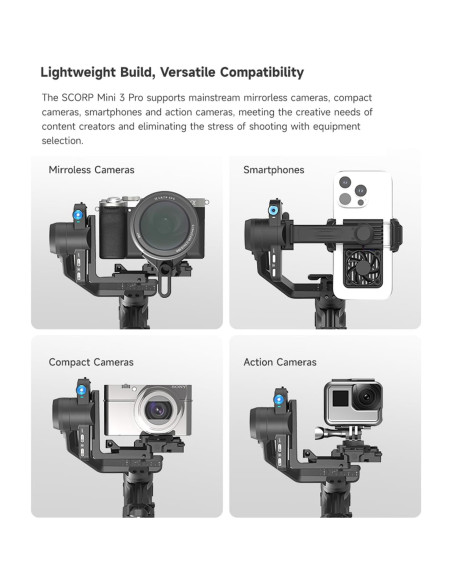 Estabilizador de Cámara FeiyuTech SCORP Mini 3 Pro 2KG Estabilizador de Cámara FeiyuTech SCORP Mini 3 Pro 2KG