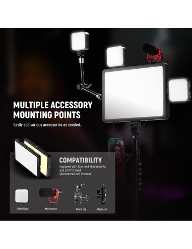 Kit de Iluminación LED Neewer BP300 con Soportes 150cm y Luz Bi Color 21W