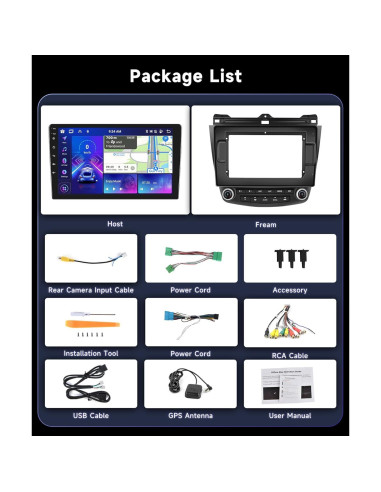 Estéreo de coche Podofo 8Core 4G 64G para Honda Accord 2003-2007
