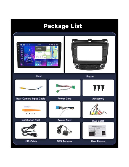 Estéreo de coche Podofo 8Core 4G 64G para Honda Accord 2003-2007
