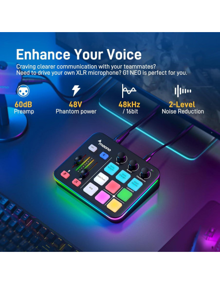 Kit de Streaming MAONO XLR Micrófono y Mezclador RGB
