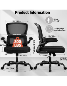 Silla de Oficina Ergonómica BESTFAIR con Soporte Lumbar Negro 2