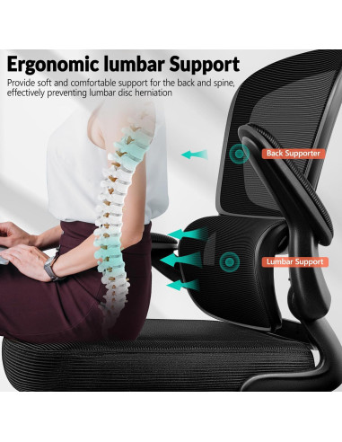 Silla de Oficina Ergonómica BESTFAIR con Soporte Lumbar Negro