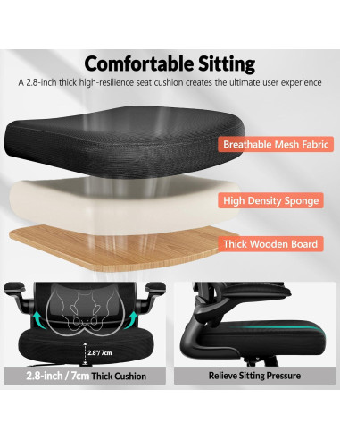 Silla de Oficina Ergonómica BESTFAIR con Soporte Lumbar Negro