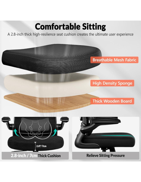 Silla de Oficina Ergonómica BESTFAIR con Soporte Lumbar Negro