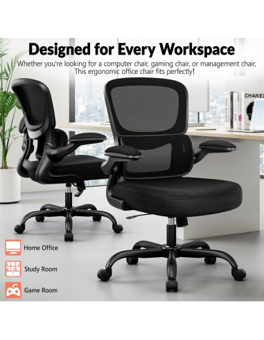 Silla de Oficina Ergonómica BESTFAIR con Soporte Lumbar Negro