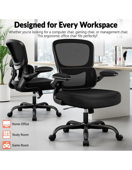 Silla de Oficina Ergonómica BESTFAIR con Soporte Lumbar Negro