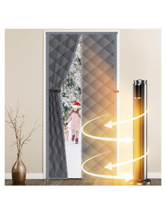 Cortina de Puerta Aislante Magnética WLLEYAY 32"x80" Gris