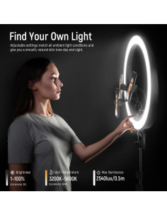 Anillo de Luz Neewer RP19H 48 cm con Trípode y Soporte para Teléfono 2