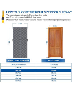 Cortina de Puerta Aislante Magnética WLLEYAY 32"x80" Gris 2