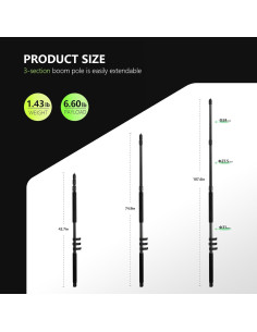 Brazo de Micrófono RAUBAY MA01 Extensible 1.1m a 2.7m 2
