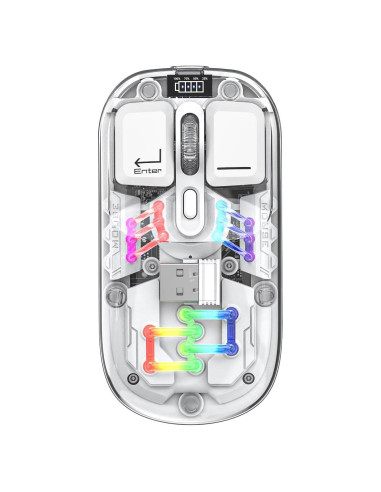 Ratón Inalámbrico Diyeeni RGB Transparente 1600 DPI Recargable