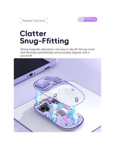 Ratón Inalámbrico Diyeeni RGB Transparente 1600 DPI Recargable