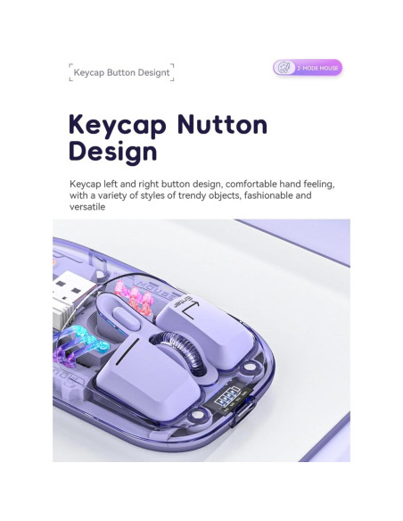 Ratón Inalámbrico Diyeeni RGB Transparente 1600 DPI Recargable