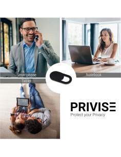 Cubierta Deslizante de Webcam Privise - Paquete de 8, Negro 2