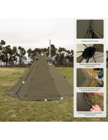 Tienda Teepee Naturehike Ranch Fire 6 Personas Impermeable