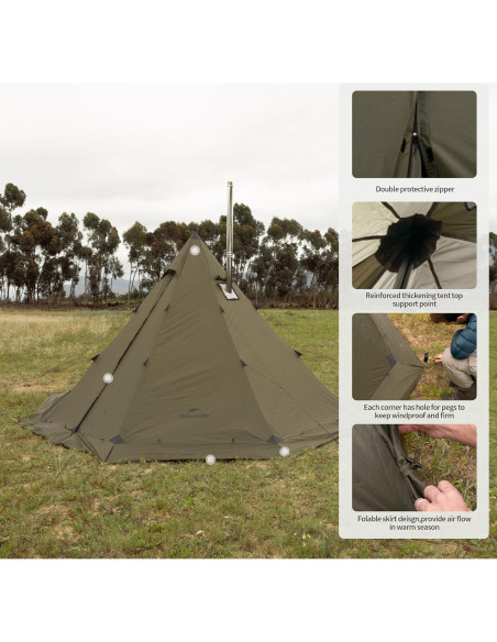 Tienda Teepee Naturehike Ranch Fire 6 Personas Impermeable