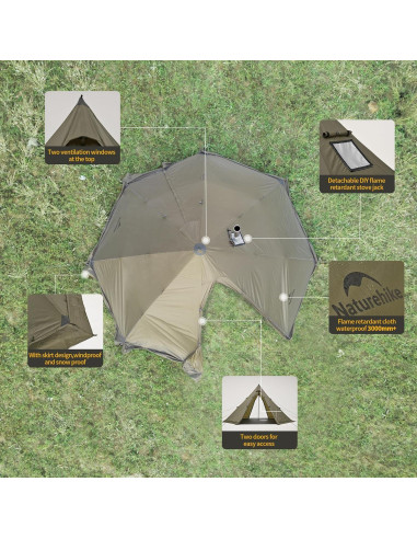 Tienda Teepee Naturehike Ranch Fire 6 Personas Impermeable