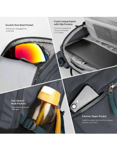 Mochila de Esquí Unigear 22L Impermeable Gris para Camping 2