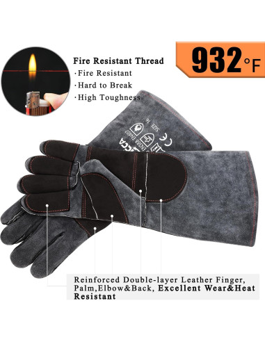 Guantes de Chimenea RAPICCA XL Resistentes al Calor 16"