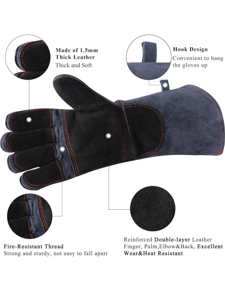 Guantes de Chimenea RAPICCA XL Resistentes al Calor 16"