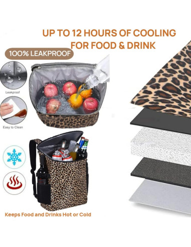 Mochila Cooler Aislada XINFULLWOL 21L Impermeable Leopardo