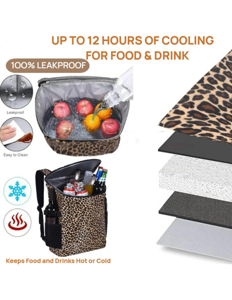 Mochila Cooler Aislada XINFULLWOL 21L Impermeable Leopardo