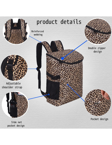 Mochila Cooler Aislada XINFULLWOL 21L Impermeable Leopardo