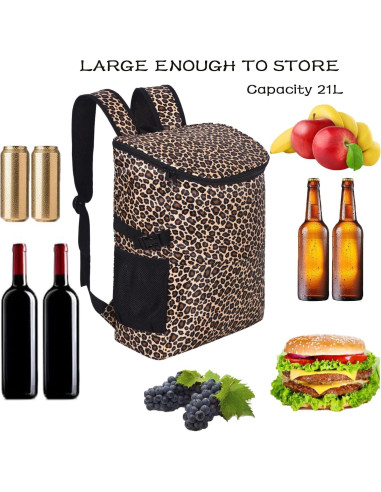 Mochila Cooler Aislada XINFULLWOL 21L Impermeable Leopardo