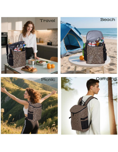 Mochila Cooler Aislada XINFULLWOL 21L Impermeable Leopardo