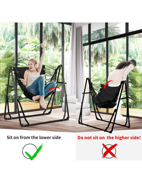 Hamaca 2 en 1 OVA STL KUY con soporte portátil 217 kg negro Hamaca 2 en 1 OVA STL KUY con soporte portátil 217 kg negro