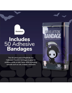 Vendajes Autoadhesivos BioSwiss Halloween Esqueleto 50 Piezas 2
