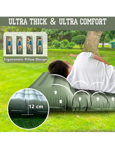 Colchoneta de Camping OPL5 Inflable Ultraligera con Almohada