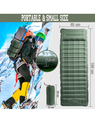 Colchoneta de Camping OPL5 Inflable Ultraligera con Almohada