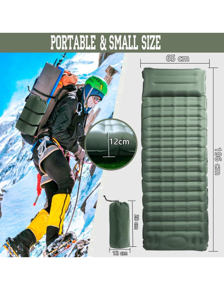Colchoneta de Camping OPL5 Inflable Ultraligera con Almohada