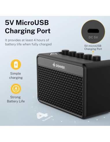 Amplificador de guitarra eléctrica Donner DA-10 5W portátil