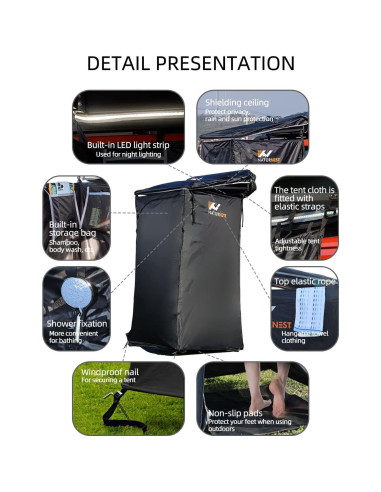 Tienda de Ducha Portátil BAMACAR RTT para Camping SUV 199 cm