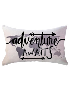 Cubierta de Cojín Lumbar ULOVE 30x50 cm Mapa Mundial Gris