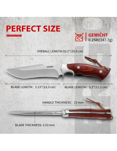 Cuchillo de Supervivencia Omesio con Funda de Cuero 25.5cm