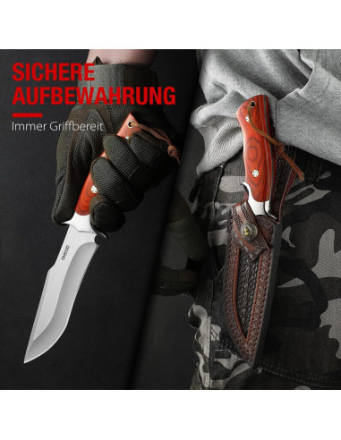 Cuchillo de Supervivencia Omesio con Funda de Cuero 25.5cm