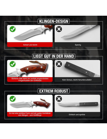 Cuchillo de Supervivencia Omesio con Funda de Cuero 25.5cm