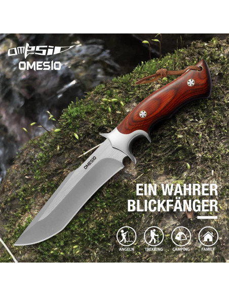 Cuchillo de Supervivencia Omesio con Funda de Cuero 25.5cm