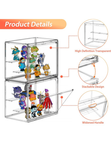 Caja de Exhibición Acrílica Transparente Henyol 3 Niveles Ajustable