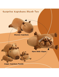 Peluche Capibara TOYSYM con 4 Bebés Suaves 40x30 cm 2