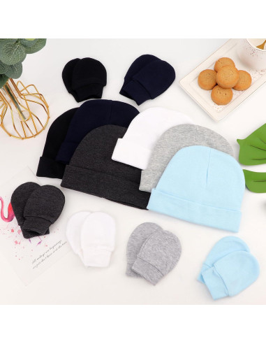 Conjunto de Gorro y Manoplas para Bebés BQUBO - 6 Piezas