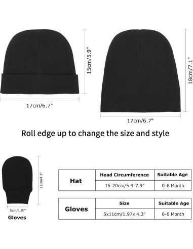 Conjunto de Gorro y Manoplas para Bebés BQUBO - 6 Piezas