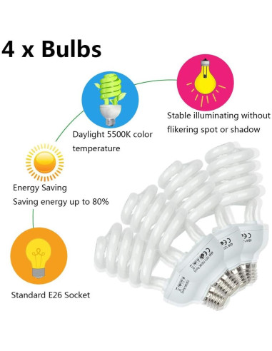 Kit de Iluminación Continua Kshioe 800W 5500K con Softbox y Soporte