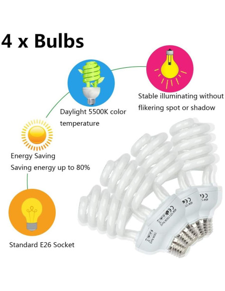 Kit de Iluminación Continua Kshioe 800W 5500K con Softbox y Soporte