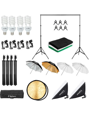 Kit de Iluminación Continua Kshioe 800W 5500K con Softbox y Soporte